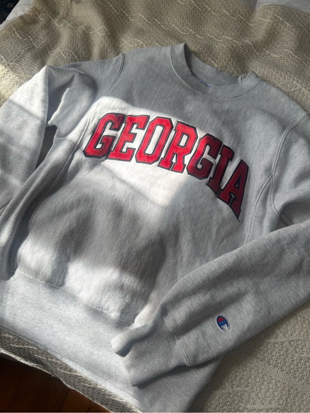 Champion Reverse Weave Vintage Gray 'Georgia' Bulldogs Crewneck Sweatshirt